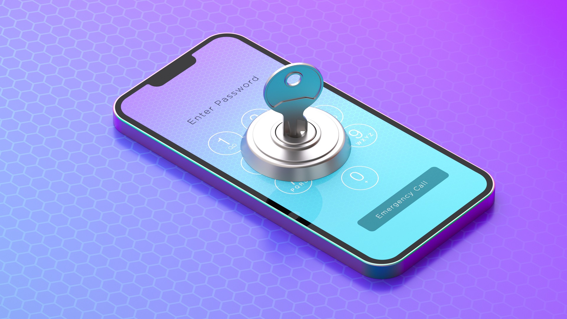 Secure Mobile Login - Smartphone Password Screen with Key Access